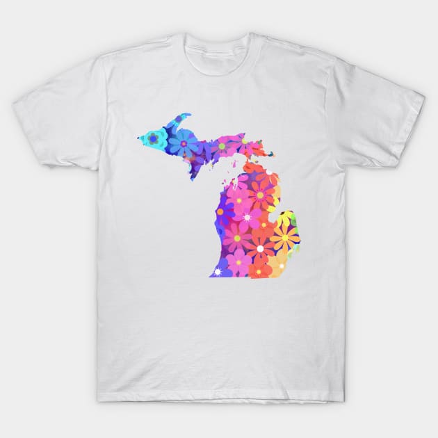 Michigan Rainbow Large Flowers | Pride | Cherie's Art(c)2021 T-Shirt by CheriesArt